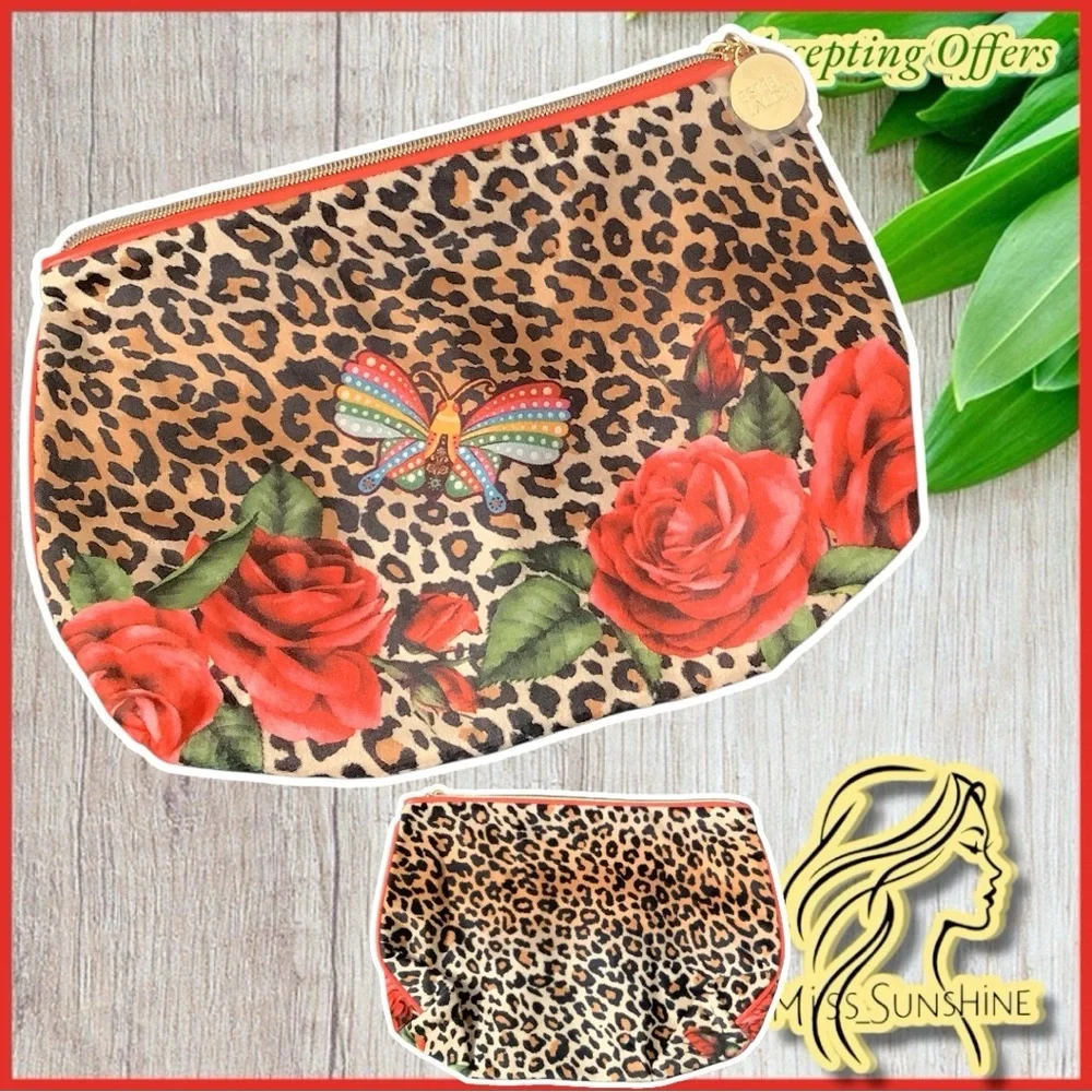 ESTÉE LAUDER NEW - animal print floral butterfly velvety make up bag
